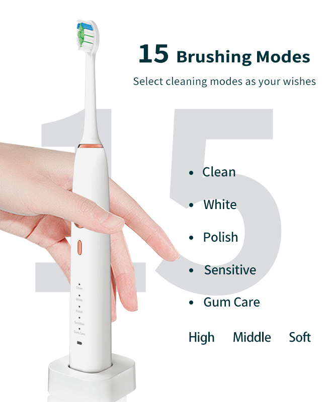 IPX8 Waterproof Travel Electric Toothbrush 3.7V With Replacement Heads 1